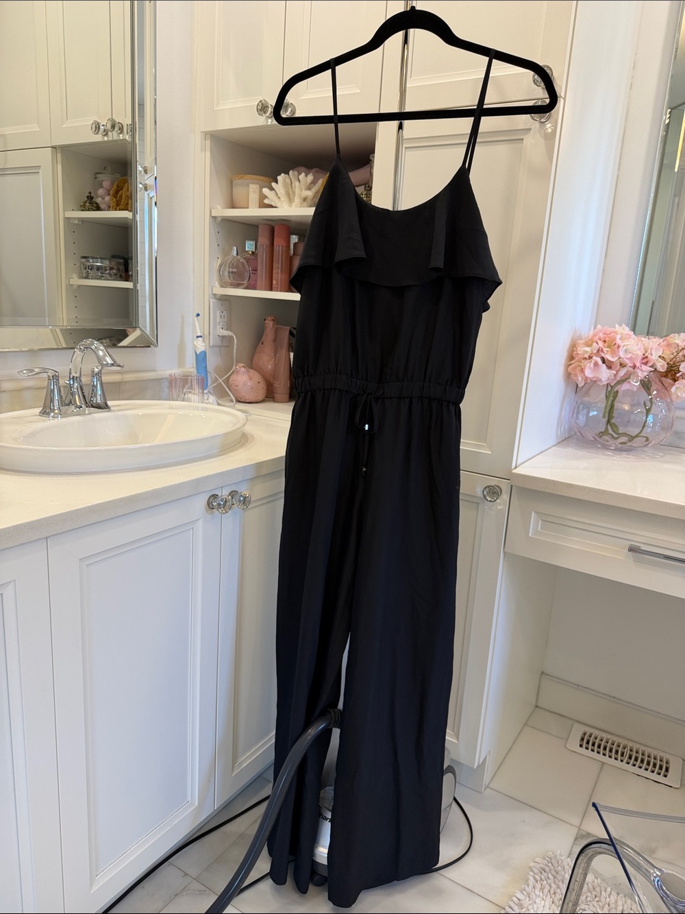 Michael Kors Black Ruffle-Trim Sleeveless Jumpsuit